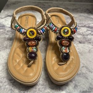 Siketu beaded sandals cushioned footbed slingbacks size 36